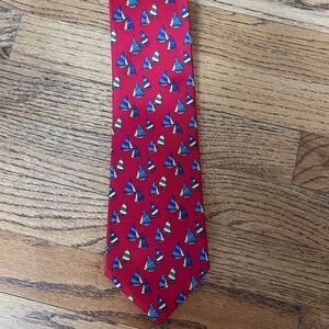 Gap Red Silk with Sailboats Tie with Yellow and Blue Sailboats Silk Tie